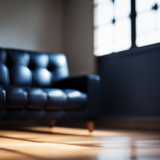 An image of a room with sleek, wooden flooring that absorbs sound, featuring cozy seating and minimal decor