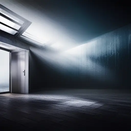 An image of a dark, damp corner of a room with visible mold growth on the walls or ceiling