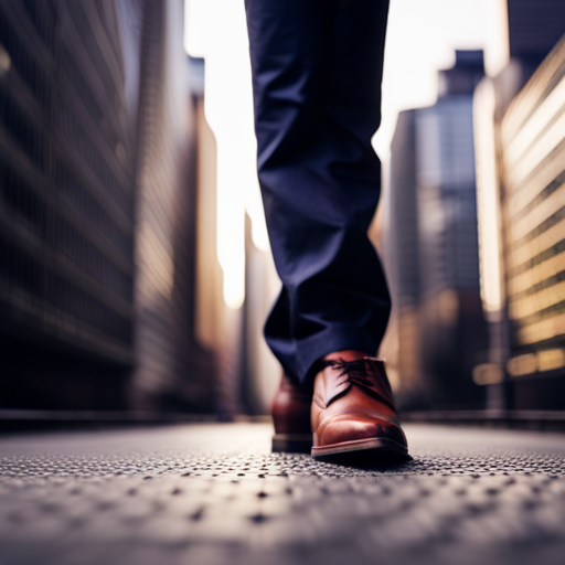 An image of a person walking confidently on a slip-resistant floor, showing the textured surface and a clear path