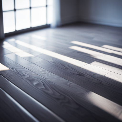 An image of a room with light-colored, wide plank flooring laid in a diagonal pattern