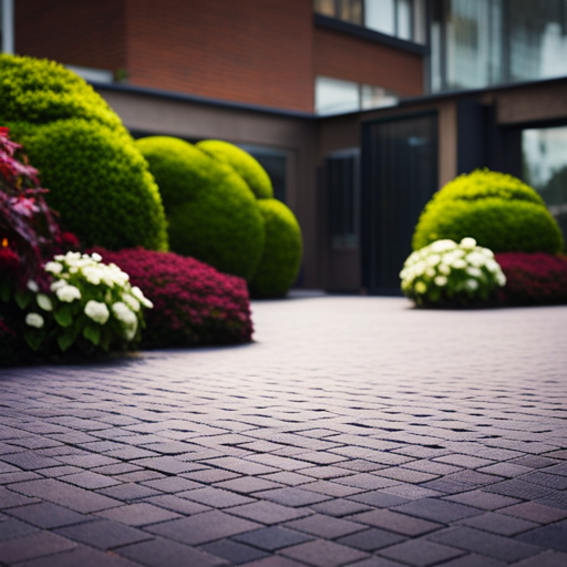 An image of a patio or deck with various outdoor flooring options such as interlocking pavers, composite decking, natural stone, and concrete pavers