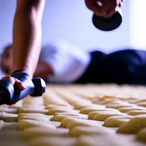 An image of a person using soundproof underlayment and thick rugs to reduce floor noise