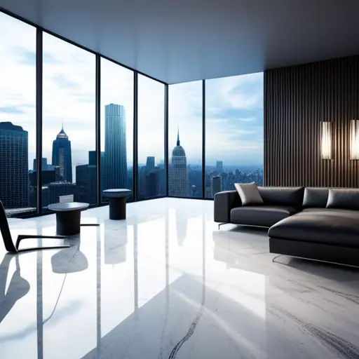 an image of a sleek, polished granite or marble flooring in a modern home