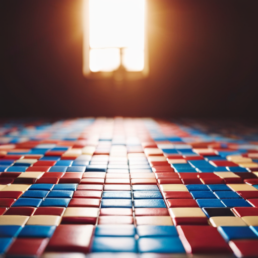 An image of a floor with a unique pattern of mixed and matched tiles