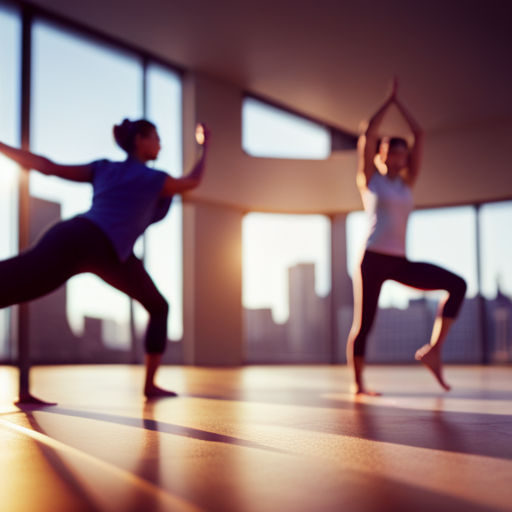 An image of a large open space with various activities happening, such as a yoga class, a dance rehearsal, and a business meeting, all taking place on the same versatile flooring