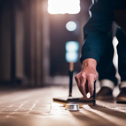 An image showing a person applying floor wax in smooth, even strokes on a clean, dry floor